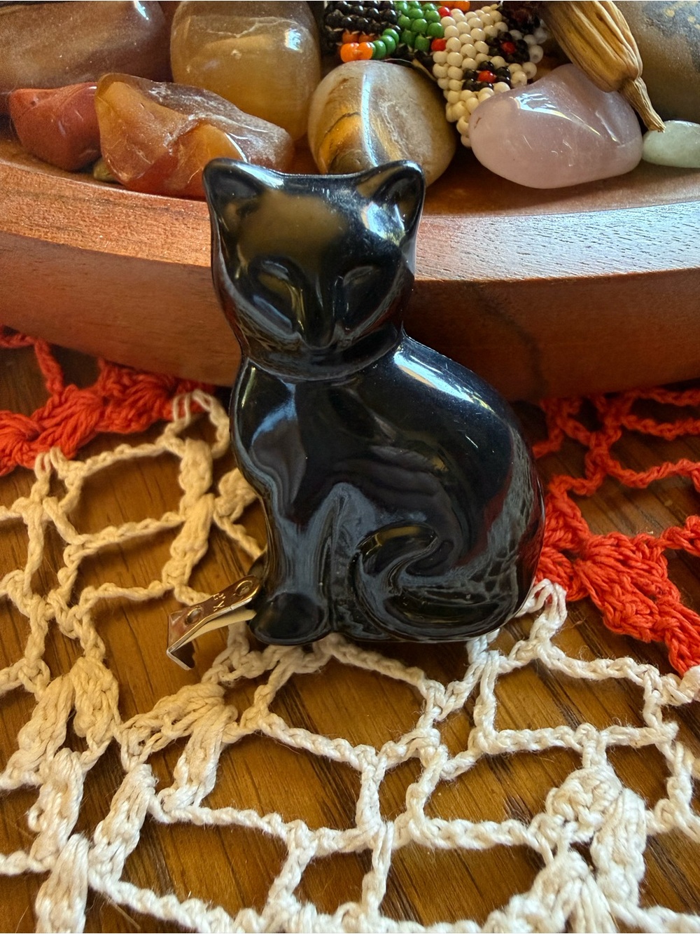 Vintage 1989 Avon Black Cat Retractable Tape Measure 36” Sewing Figural
